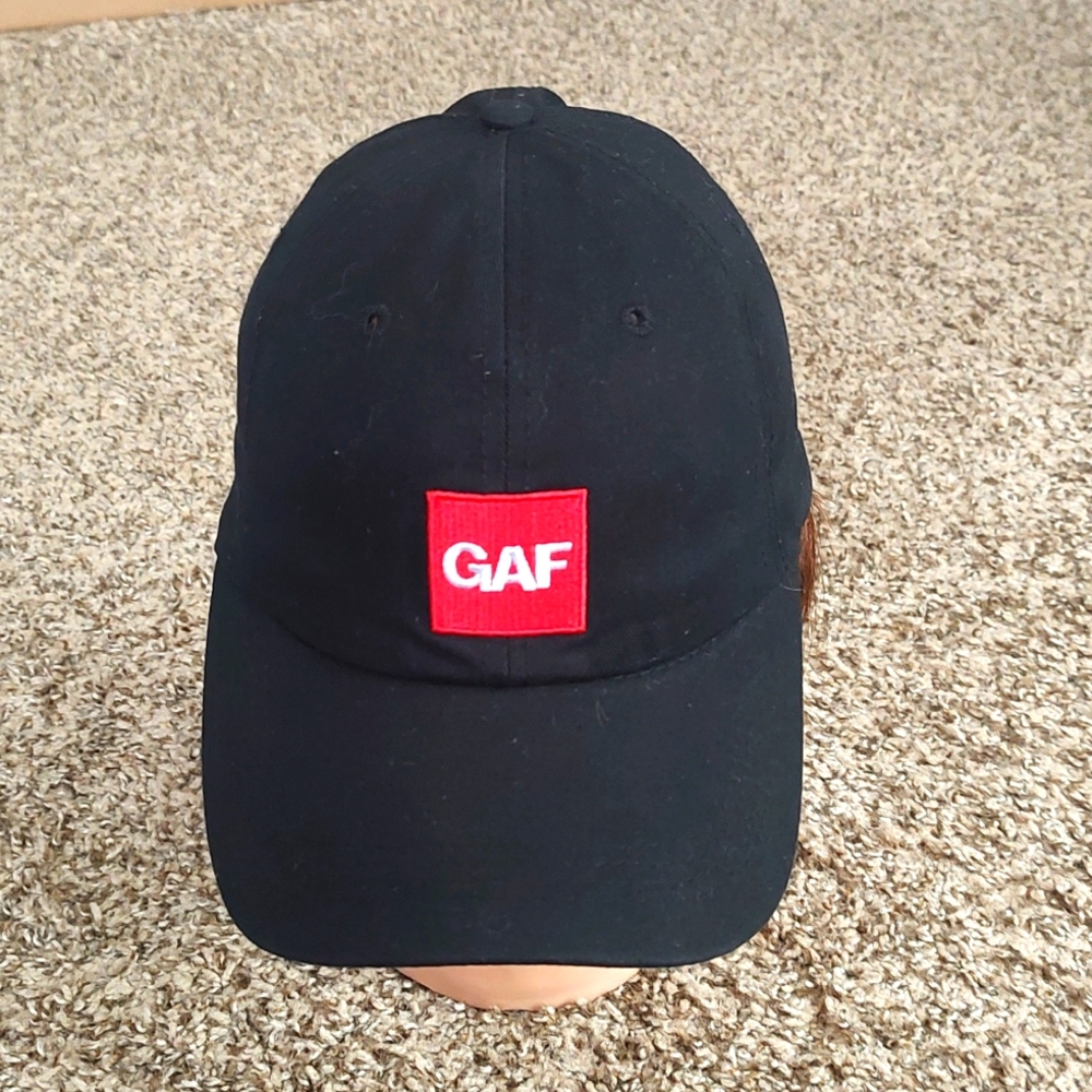 GAF Embroidered Strapback Black Red Hat OS